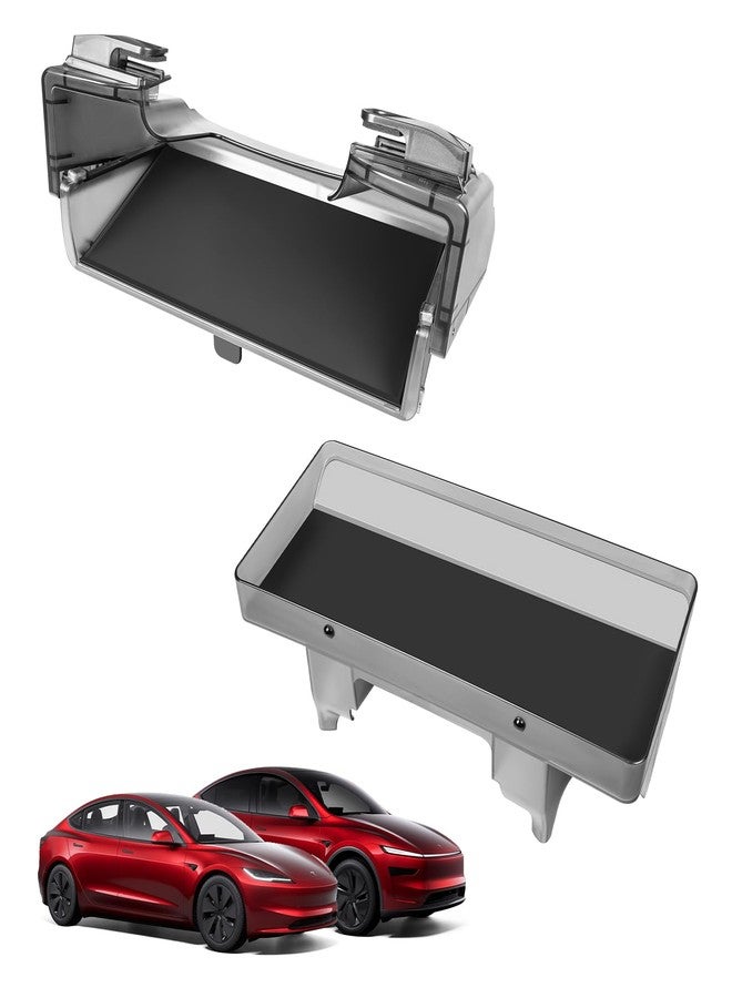 KUNIST Under Screen Storage Organizer for 2026 New Model Y Juniper,[Retractable & Tool-Free] Under Screen Storage Box with Behind Screen Tissue Holder Compatible with Tesla 2025-2026 Model Y Juniper - Image 1